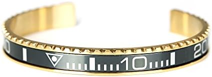 Unidirectional Bezel Bracelet in Gold Steel Silver Grey Inset