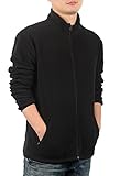 iLoveSIA Men's Full Front Zip Fleece Casual Black Jacket 5451