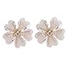 Grace Jun Silver Plated or Gold Plated Opal Flower Shape Clip on Earrings Non Piercing for Women (Gold)