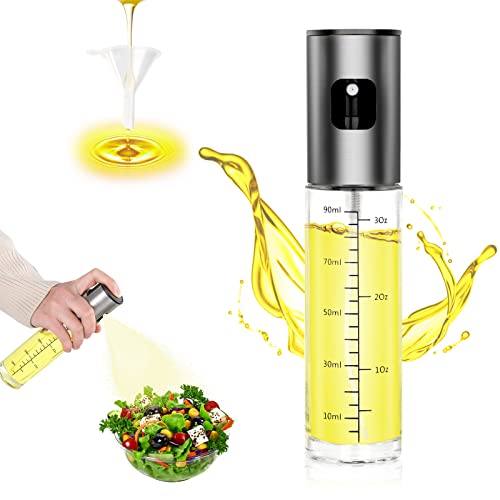 Hocimit Spruzzatore Olio, Nebulizzatore Olio con Scala, 100ml Olio Spray per Friggitrice Ad Aria, Acciaio Inox e Vetro Spruzzino Olio da Cucina Accessori, Dosatore Oio per Cucina, Grigliare, Forno