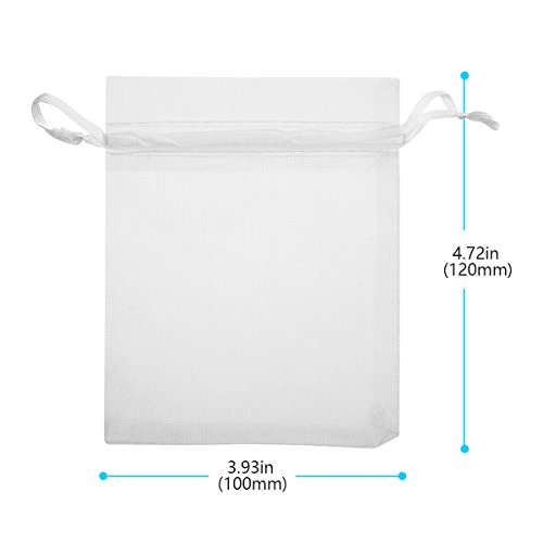 50 Pack 4x5 Inches White Organza Bag,Candy Gift Pouch,Chocolate Gift Bag Wedding Bags,Sachet Bag Sheer Organza Pouches,Favor Jewelry Bags