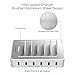 JZBRAIN Charging Station 6-Port USB for Multiple Devices Brushed Aluminum Fast Charger Docking Organizer- Phones Tablets and Other Gadgets(White)