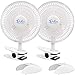 Simple Deluxe 2 Pack-6 Inch Clip on Desk Removable Pedestal and Electric Plug, Quiet Home Office, 2 Speed, White Personal Table Fan