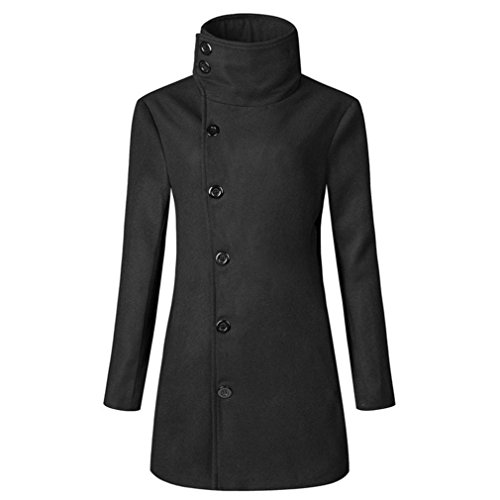 Men Jacket, Gillberry Men Winter Warm Jacket Overcoat Outwear Slim Long Trench Buttons Coat (Black B, XL=Asian Size XXL)