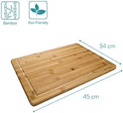 Navaris Planche à Découper en Bambou - Planche Découpe 45 x 34 x 1,8cm Viande Pain Poisson Fruits Légumes Fromage - Ustensile Cuisine avec Rigole - Cuisine A Vivre Navaris Planche à Découper en Bambou - Planche Découpe 45 x 34 x 1,8cm Viande Pain Poisson Fruits Légumes Fromage - Ustensile Cuisine avec Rigole