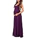 Women's Ruched Sleeveless Maternity Dress by Mother Bee - Made in USA (Medium, Eggplant Purple)