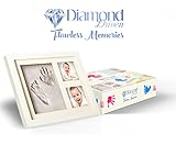 Baby Footprint Kit, Non-Toxic Clay Mold Two Picture Frame, Baby Shower Photo Frame, Keepsake Frame, Acrylic Cover With Premium Quality Wood Clay By Diamond Driven