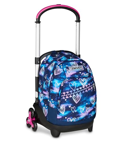 Seven School Trolley Flex 3 Wheels, Fuchsia Violet, Backpack with Detachable Trolley 31 L, with PC Pocket, Bottle Pocket, Multipurpose Middle and Upper School, Girl Backpack