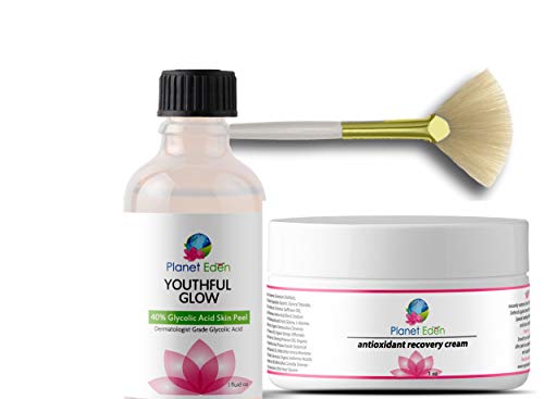 Planet Eden 40% Glycolic Acid Chemical Skin Peel Kit with Antioxidant Recovery Cream and Fan Brush - Thumbnail 4