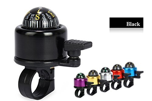 Aszune Bicycle Cycling Bell Ring Aluminium Alloy Bike Handlebar Bell with Gradienter Compass (Black)