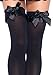 Leg Avenue Women's Satin Ruffle Trim and Bow Thigh Highs, Black, One Size
