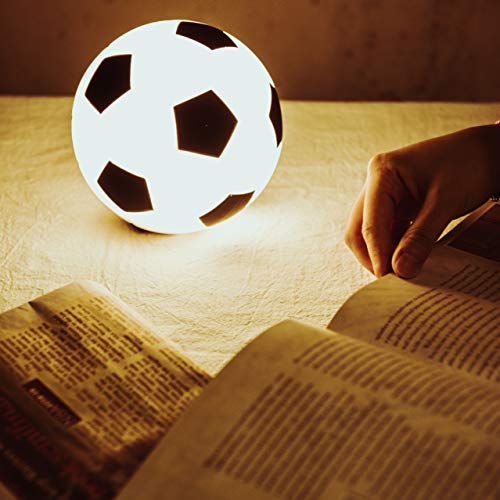 Soccer Toy, Soccer Night Light for Kids, Soccer Gift for Boys, LED Silicone Bedside Lamp for Children/Nursing/Kids Room, Dimmable/USB Rechargeable/Eye Caring/Mini Soccer Toy/13cm/White - Thumbnail 5