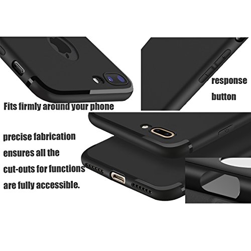 CaseHQ iPhone 7 plus (5.5") Case, iPhone 8 plus (5.5") Case,[Ultra-Thin] & [Soft touch] Premium Matte TPU rubber Protect Cover for iPhone 7/8 plus (5.5 inch) (Black) - Thumbnail 4