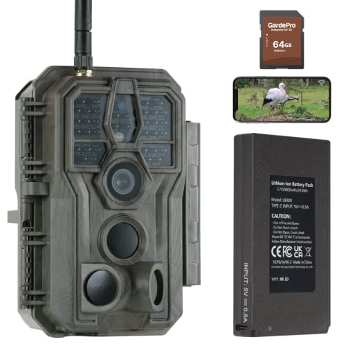 GardePro E8P Wildkamera WLAN, 8000mAh Akku und 64GB SD Karte