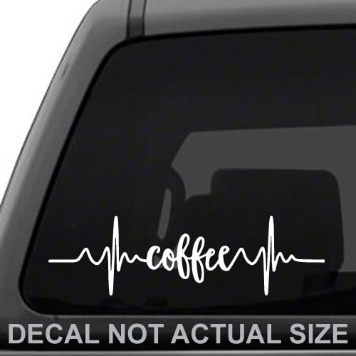 White Ink Decals Can't Live Without Coffee Need Coffee Heart Beats Car Laptop Decal Sticker Boat 11in