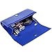 WALLYN'S Women Woven Leather Clutch Purses, Evening Bag Handbag Solid Color (Woven Blue)