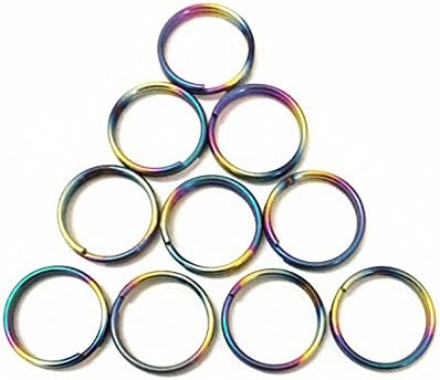 Jsentai Titanium Keychain Key Ring Split Ring 1/2" Diameter Pack of 10 (Blue)