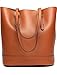 Covelin Women's Handbag Genuine Leather Tote Shoulder Bucket Bags Middle Capacity Brown