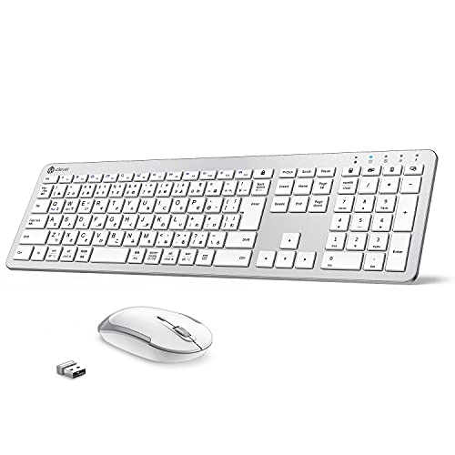 iClever キーボード ワイヤレス マウスセットJIS日本語配列 Type-C充電式 テンキー付き 無線2.4G マウス 3段階DPI フルサイズ ワイヤレスコンボ パソコンノートPC適用 Windows/MacOS対応 人間工学デザイン日本語説明書 IC-BK31 Combo シルバーホワイト