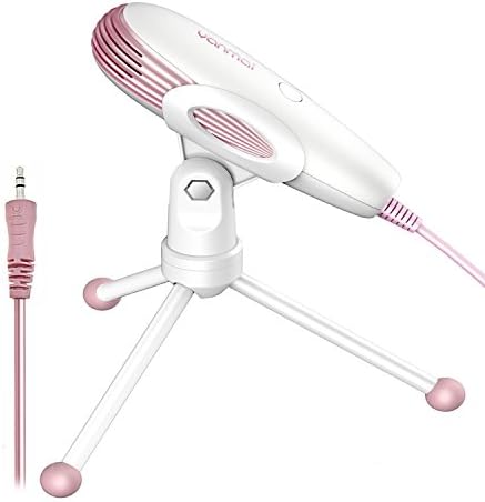 DricRoda 3.5mm Plug &amp; Play Condenser Microphone,Adjustable Modern Streamline Personal Studio PC Recording Microphone with Headphone Splitter for iPhone Android Laptop Computer Video Chatting Singing