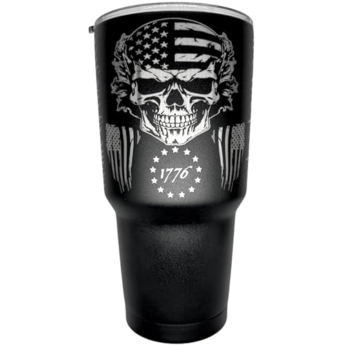 Skull Flag We The People 30oz Patriotic Tumbler - American Flag Tumbler Travel Mug - Patriotic Coffee Travel Mug - Engraved in the USA - (Skull We The People) at Amazon