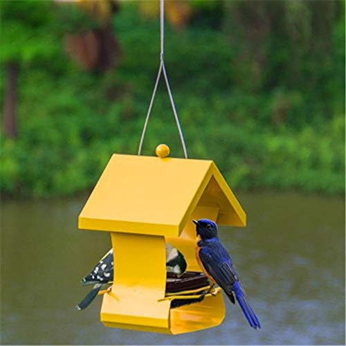 野鳥の餌台 金属の鳥の送り装置の家の中庭の小屋の容易なクリーニング及び補充の鳥の送り装置 鳥が集まるデザイン設計 (色 : オレンジ, サイズ