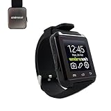 ANDROSET Smartwatch Sync Call SMS Bluetooth Watch Pedometer/Recording/Anti-Lost/Phone book/ Remote Camera for iOS and Android-Black