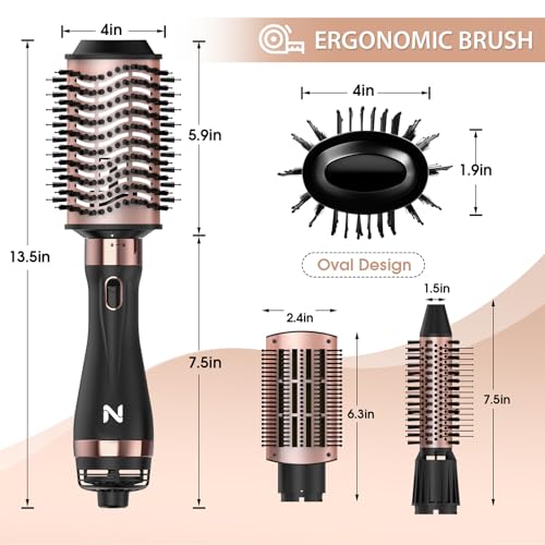 Natrial Hair Dryer Brush Blow Dryer Brush in One Hot Air Paddle Brush for Drying and Straightening, Volumizer Multi-Styler Smooth Curls for All Hair Types, Frizz-Free Blowout Brush for Salon Quality