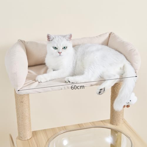 Cat Tree Tower for Indoor Cats Large Adult, Cat Tree Tower with Condo, Sisal Scratching Posts, with Padded Platform Bed, Large cat Tree, 55-Inch