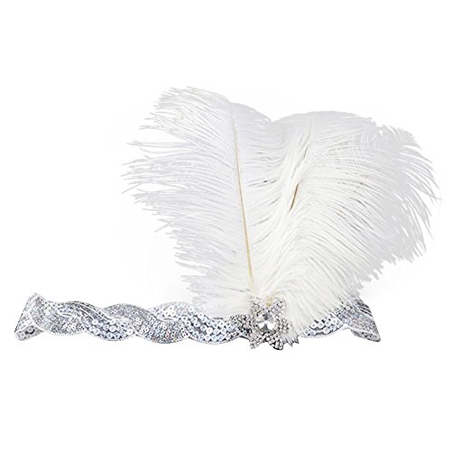DJHbuy Wedding Cocktail Party Feather Sequins Headband 1920s Gatsby Flapper Hairband