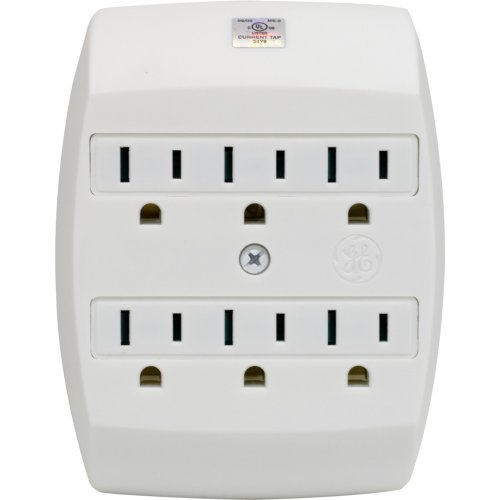 GE 6 Tap, Power Extender, Multi Plug Adapter, Wall Mount, 3Prong