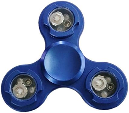 Navy Blue LED TRI FIDGET SPINNER Aluminum Metal hand desk toy stress reducer focus ADHD