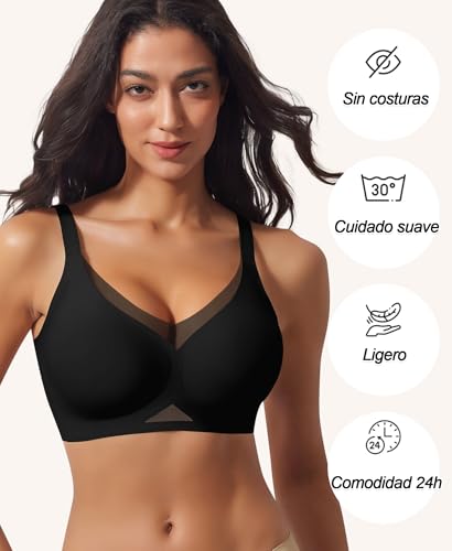 Ganado Women's Wireless Bra Lace Padded Comfort Seamless Push up Bralette