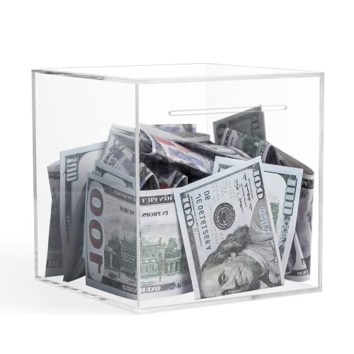 Hicocool Clear Piggy Bank, Acrylic Piggy Bank for Adults Must Break to Open, Unopenable Money Saving Box for Boys Girls Birthday Gift (4.72 inch)