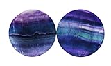 PAIR 8G-38mm Rainbow Fluorite Stone Plugs Tunnels Gauges Double Flare Organic Blue Purple