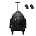 Racini Business Travel Nylon Waterproof Rolling Backpack, Freewheel Wheeled Backpack with Two Extra Wheels for Exchange (Black)