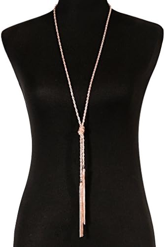 Lariatneck Long Tassel Necklace Y Shaped Adjustable Knot Chain Tassel Pendant for Women