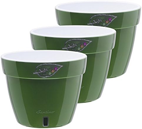 Santino Self Watering Planters Asti 7.1 Inch Green-Gold/White Flower Pots Set of 3