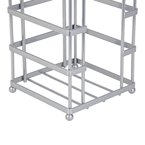Modern Style Toilet Paper Reserve Holder with Dispenser - Beautiful Chrome Finish – Hold 4 Tissue Rolls – No Assembly Required - Heavy Gauge Wire – Free Standing Bathroom Storage Accessory