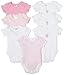 Spasilk Girls-Baby Newborn Short Sleeve Lap Shoulder Bodysuits, 7 Pack, Premie US- Pink Bodysuits