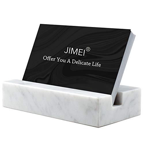JIMEI Business Card Holder for Desk Marble Business Card Display Holders Desktop Business Cards Holder Stand Desk Card Display Holder for Home and Office (White) - Thumbnail 5