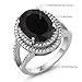 Gem Stone King 925 Sterling Silver Black Onyx Ring For Women (6.44 Cttw, Oval 14X10MM, Gemstone Birthstone, Available In Size 5, 6, 7, 8, 9)