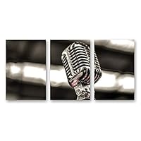 3 Piece Canvas Wall Art Microphone Canvas Prints Home Artwork Decoration for Living Room,Bedroom - 16