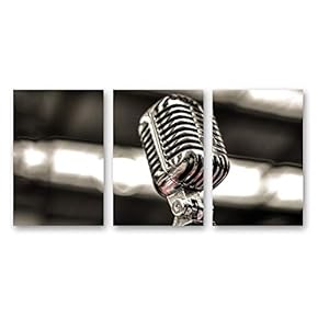3 Piece Canvas Wall Art Microphone Canvas Prints Home Artwork Decoration for Living Room,Bedroom - 16"x24" x 3 Panels