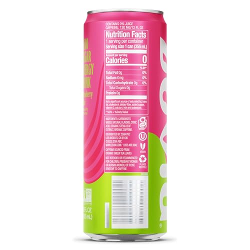ZEVIA ZERO CALORIE ENERGY DRINK, STRAWBERRY KIWI, 12 OUNCE CAN