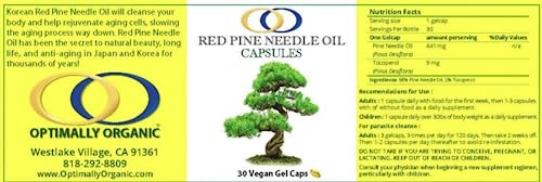 Optimally Organic Red Pine Needle Oil Caps - Health Supplement for Extreme Immune System Support - Vital Cell & DNA Support - #1 Vegan Body Cleanse for Foreign Invadors - Pinus densiflora - BioActive