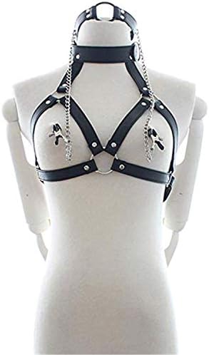 YHBAO Women's PU Leather High Collared Body Chest Harness Costumes Lingerie Outfits