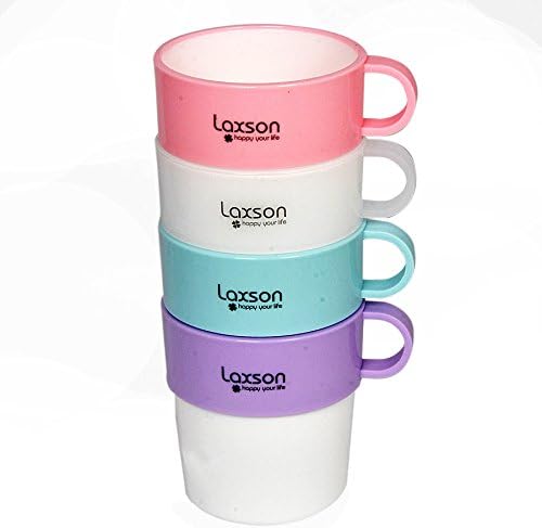 Little Kitchen Standard Series BPA Free Plastic Unbreakable Coffee/Tea Serving Cup Set (Pack of 4), Multicolor