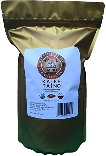 Ka Fe Taino, Unroasted Coffee Beans, USDA Organic, Single Origin, Mountain and Shade Grown, from Dominican Republic, 16 oz