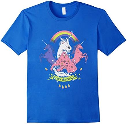 Men's Candy mountain unicorn t shirt funny humour Large Royal Blue